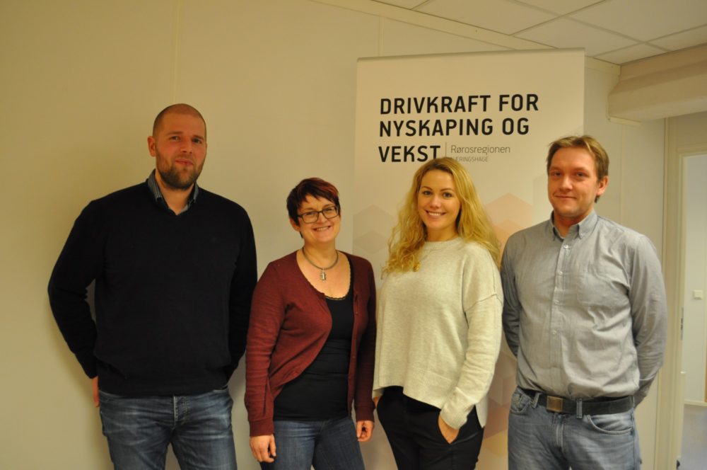 Sindre M. Oterhals, Sigrid M. Jansen, An-Magritt Wendelbo og Bård Sundmoen Aas i Rørosregionen næringshage hjelper gründerbedrifter i åtte kommuner.