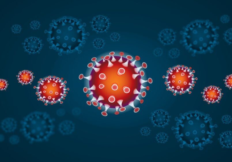 Bildet viser en illustrasjon av koronaviruset COVID-19